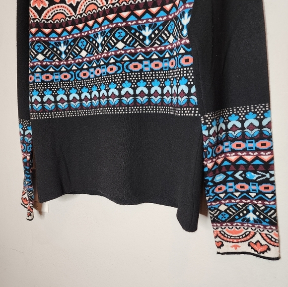 Icelandic Wool Blend 1/2 Zip Black Blue Pink Pull Over Sweater Size Medium - Picture 7 of 14